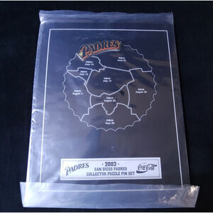 New MLB 2002 San Diego Padres Coca-Cola Collector Puzzle Pin Set Board Vintage